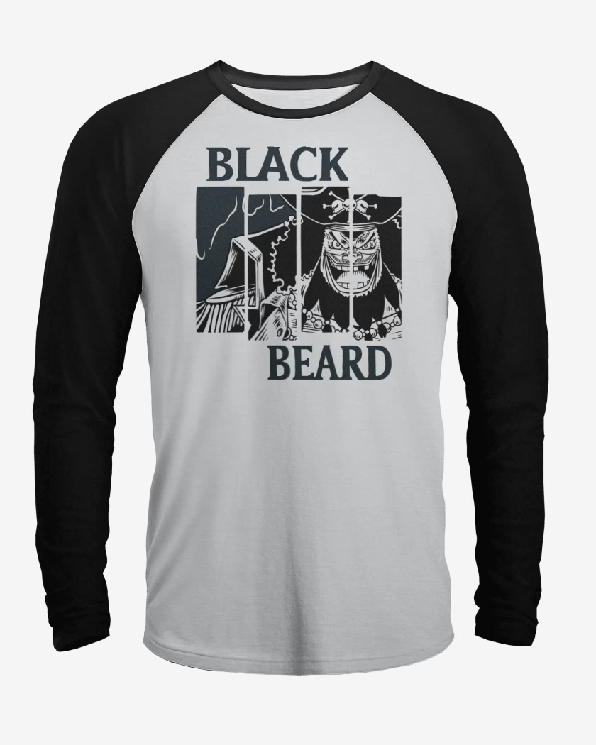 Polera Raglan Blanco / Negro de Black Beard