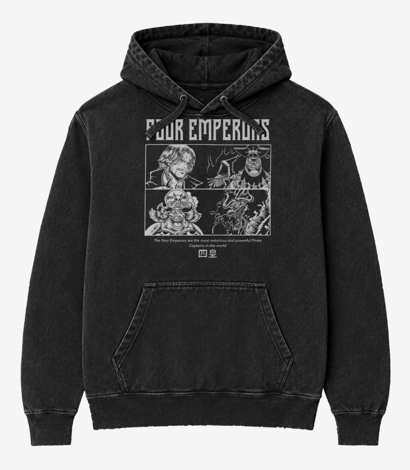 Poleron Canguro Acid Wash Negro de Yonko