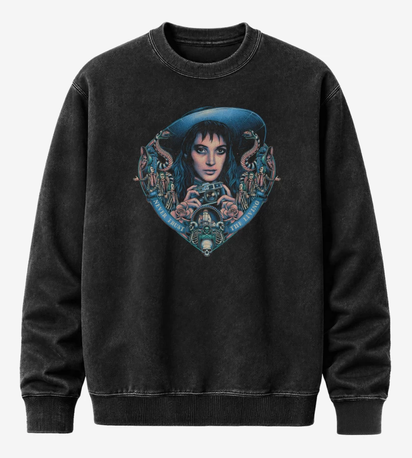 Poleron Polo Acid Wash Negro de Lydia Deetz