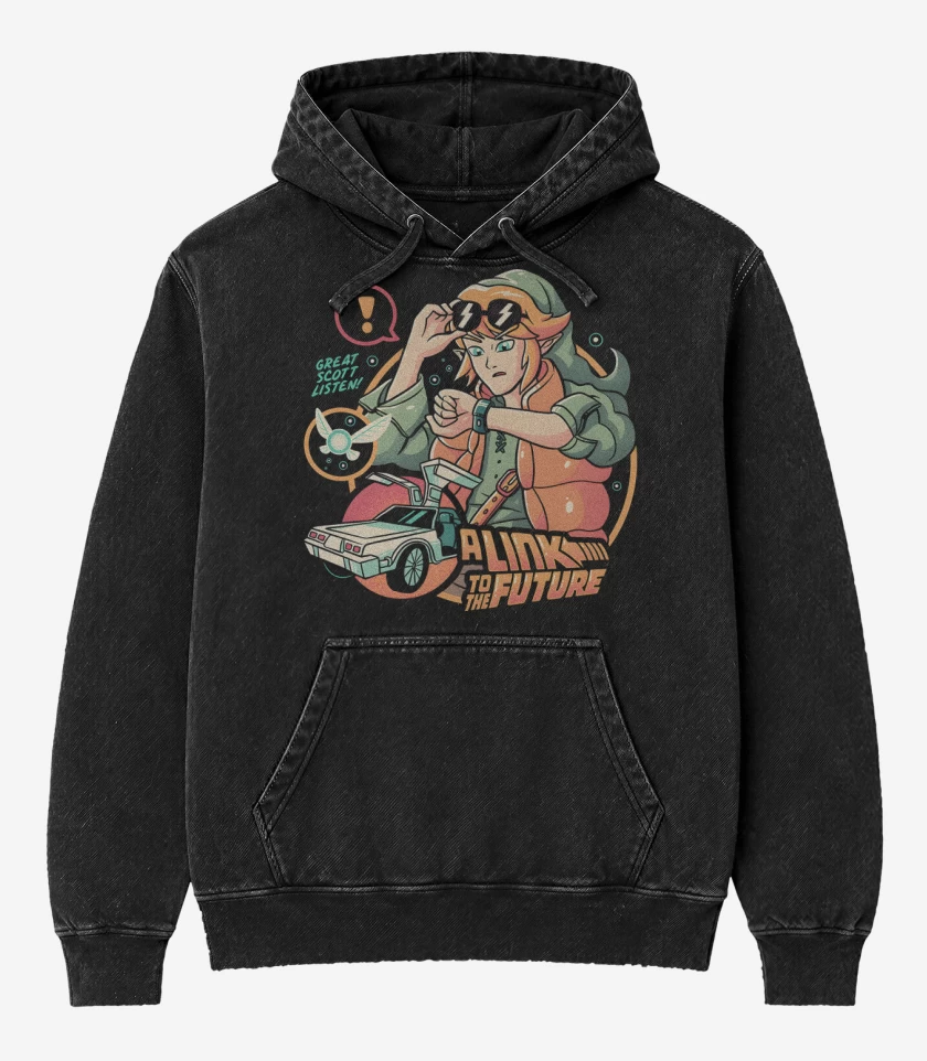 Poleron Canguro Acid Wash Negro de Link to the Future