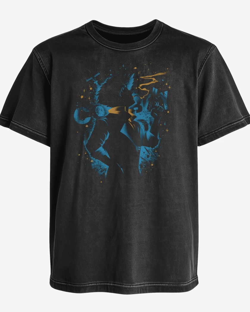 Polera desgastada Negro de Swimming Bird