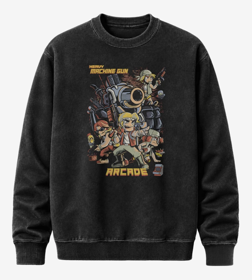 Poleron Polo Acid Wash Negro de Heavy Machine Gun