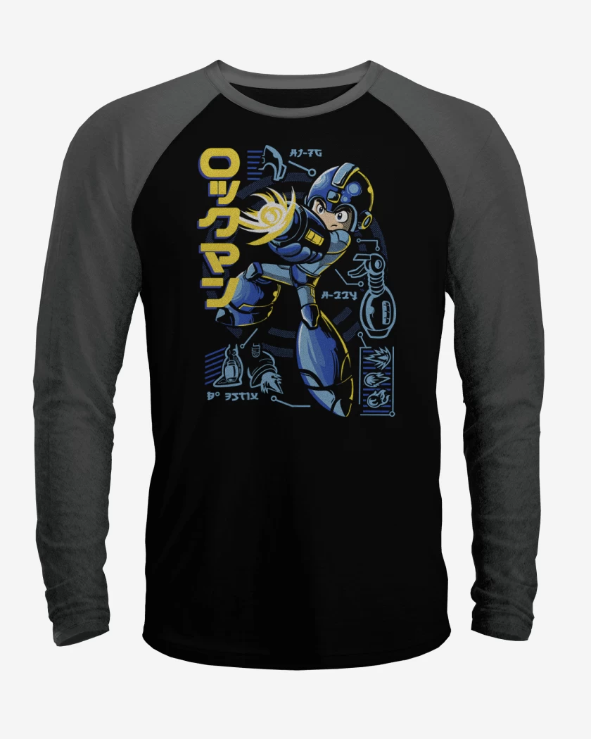 Polera Raglan Negro / Negro Heather de Mega Robot