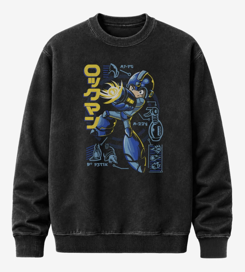 Poleron Polo Acid Wash Negro de Mega Robot