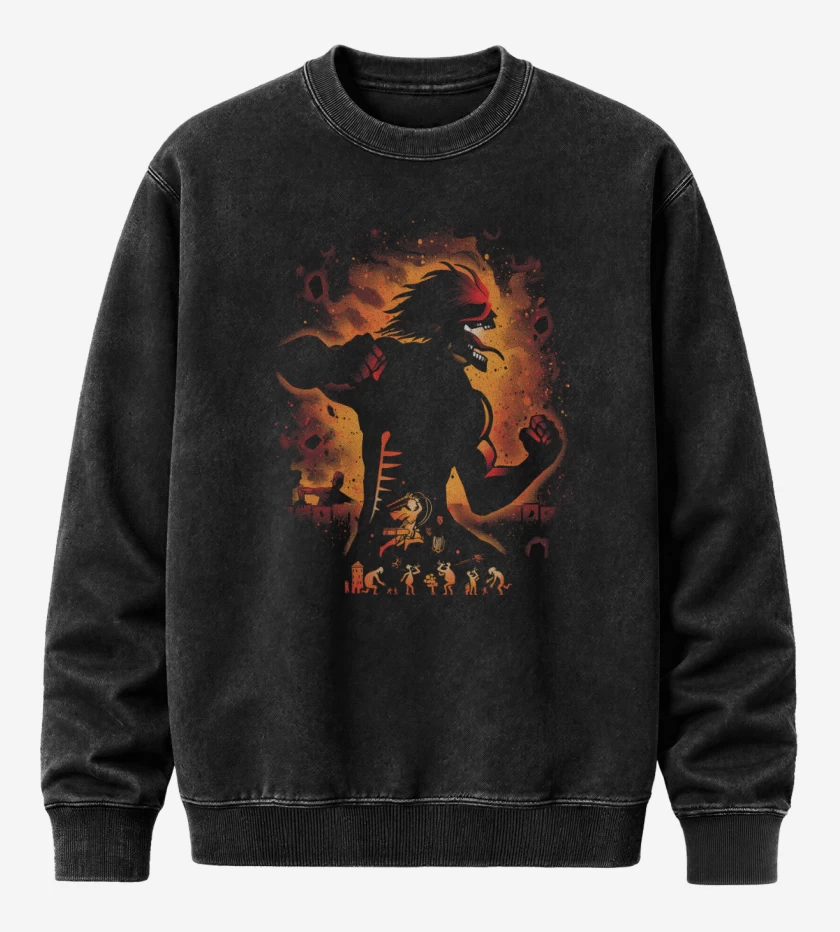 Poleron Polo Acid Wash Negro de Titán de Ataque