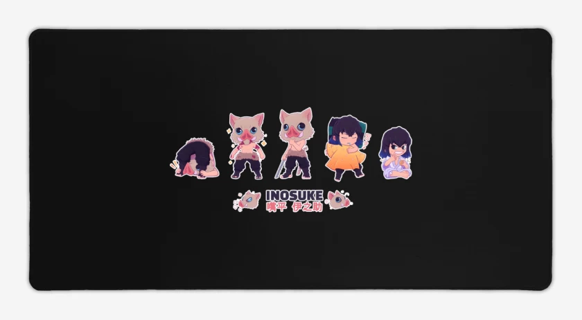 Mouse pad Gamer Negro de Chibi Inosuke