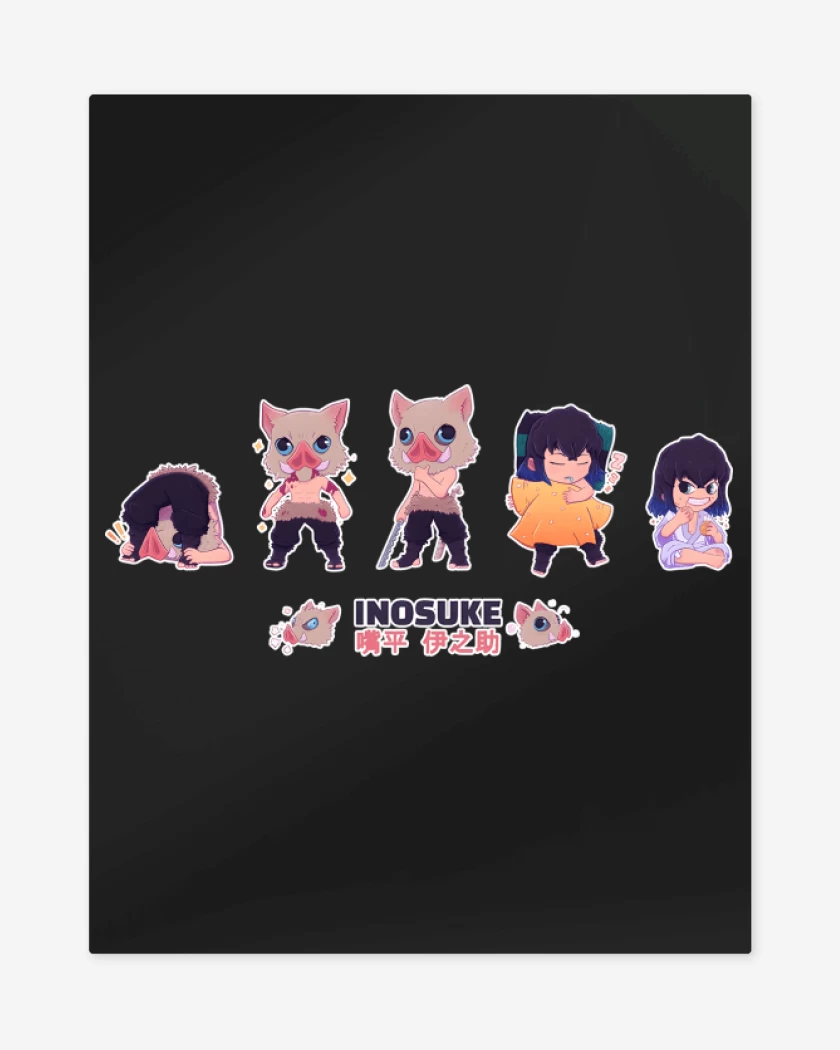 Print metalico Negro de Chibi Inosuke