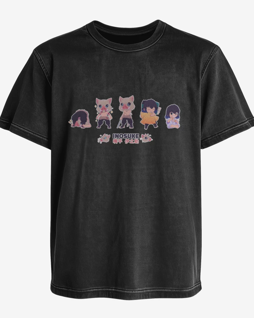 Polera desgastada Negro de Chibi Inosuke