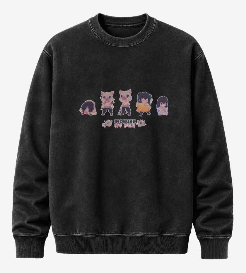Poleron Polo Acid Wash Negro de Chibi Inosuke