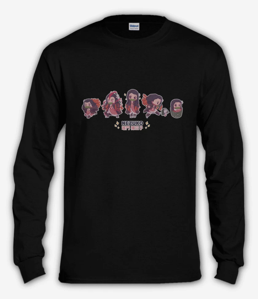 Polera manga larga Negro de Chibi Nezuko