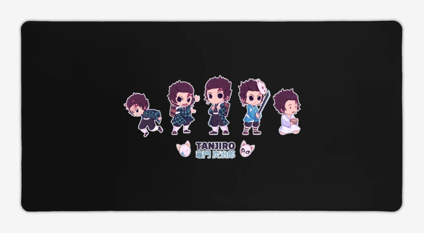 Mouse pad Gamer Negro de Chibi Tanjiro
