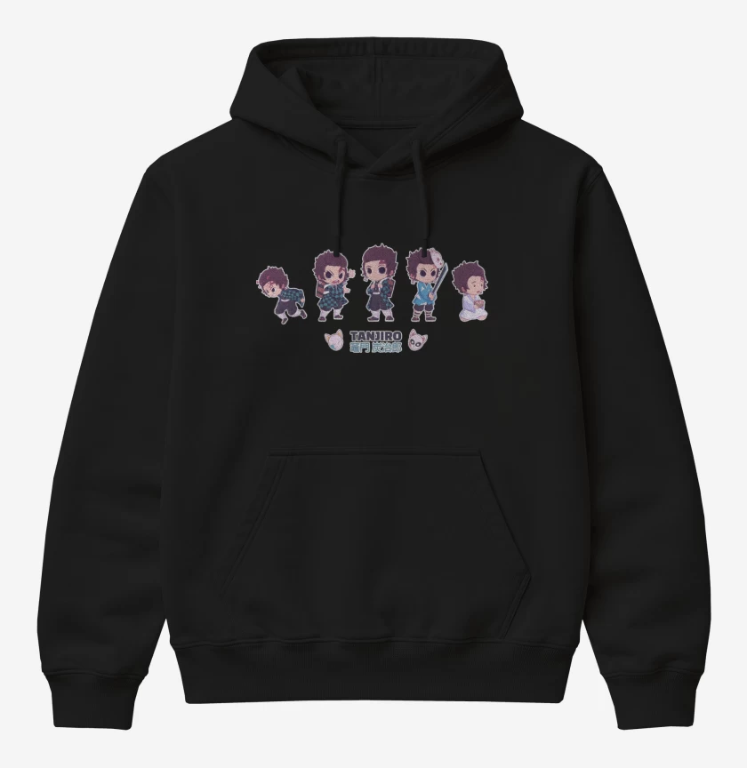 Poleron Canguro básico Negro de Chibi Tanjiro