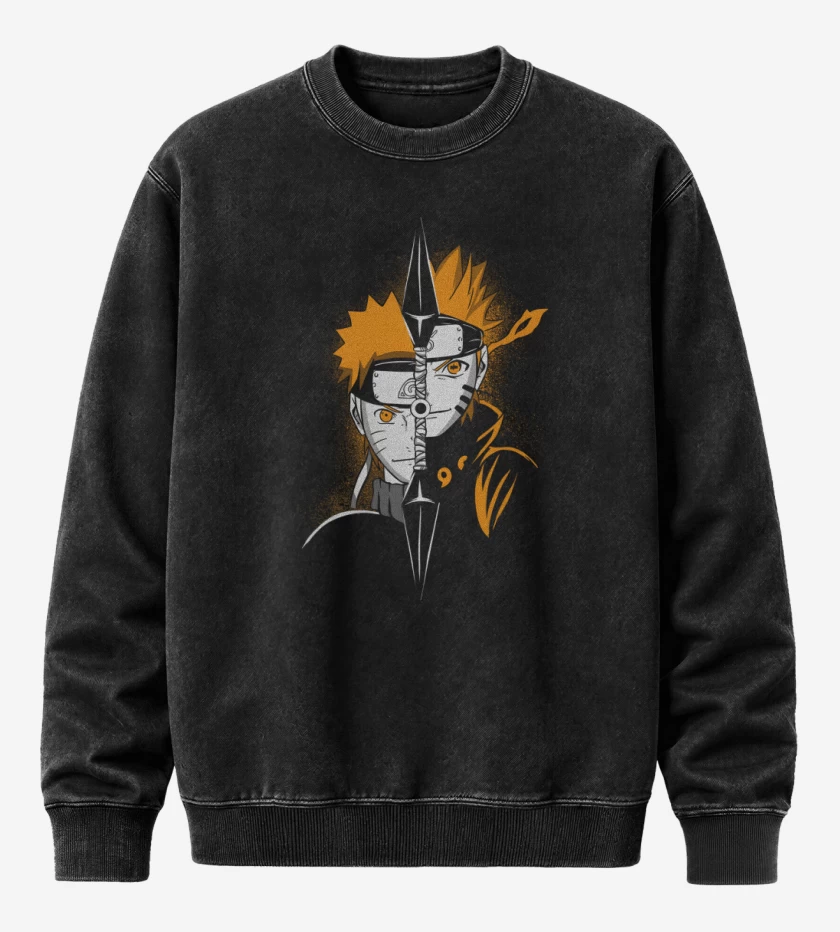 Poleron Polo Acid Wash Negro de Naruto Shinobi
