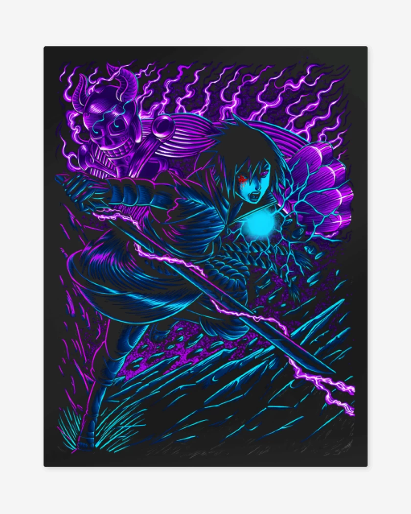 Print metalico Negro de Sasuke x Susanoo