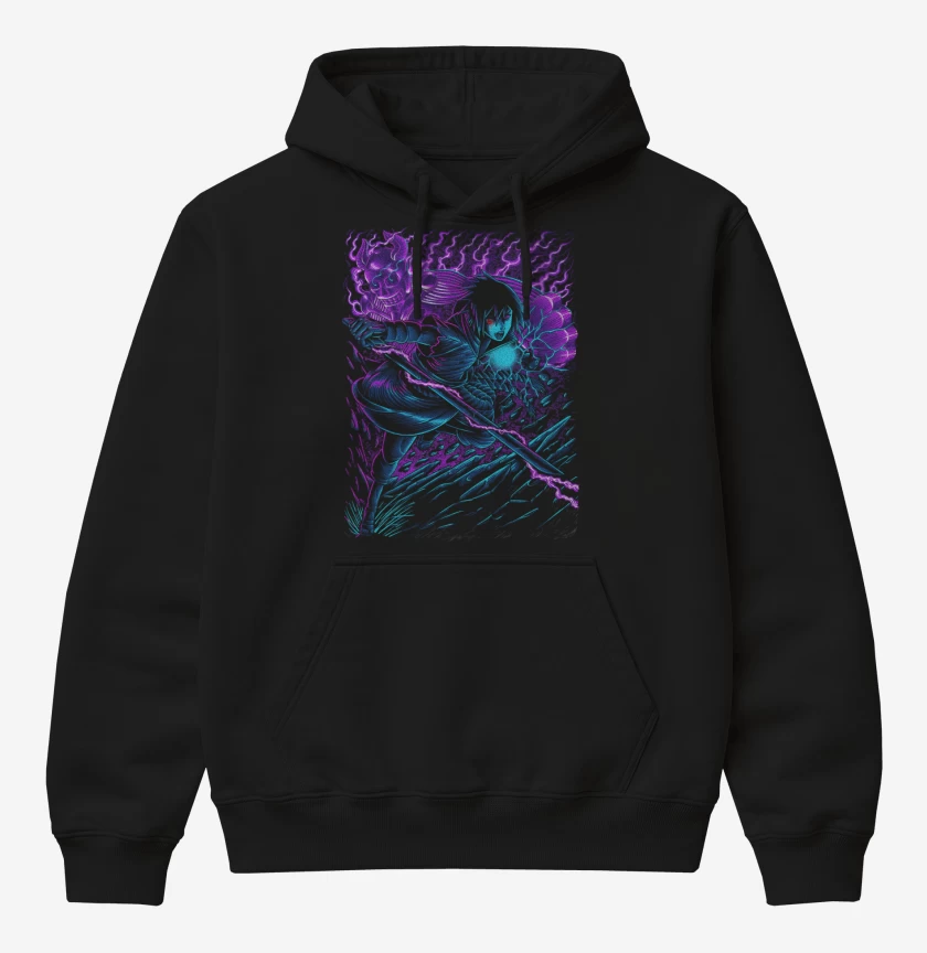 Poleron Canguro básico Negro de Sasuke x Susanoo
