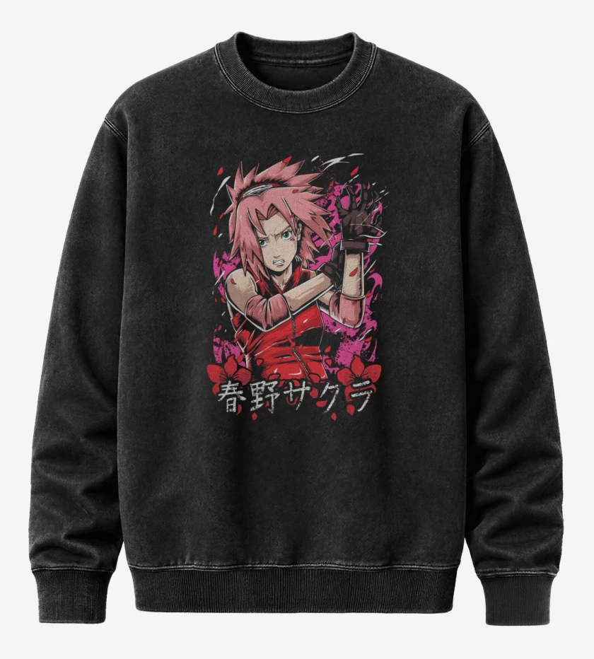 Poleron Polo Acid Wash Negro de Sakura Haruno