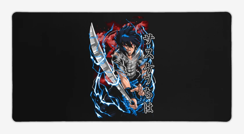 Mouse pad Gamer Negro de Uchiha Sasuke