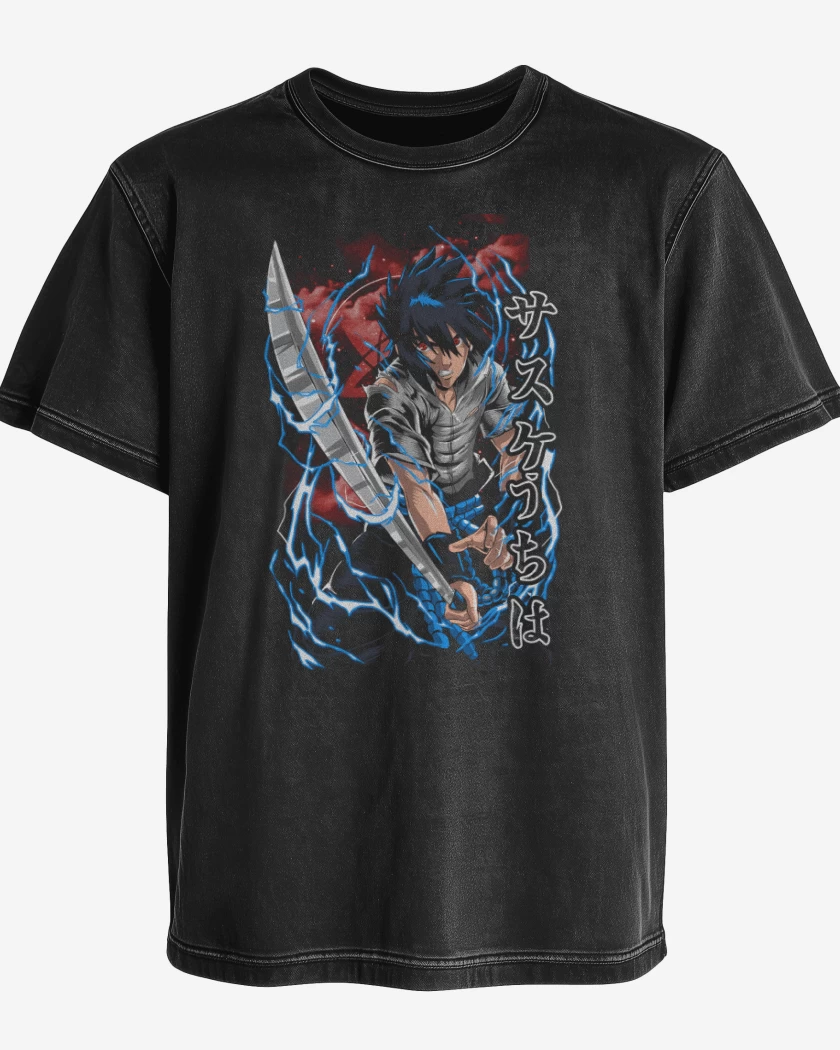 Polera desgastada Negro de Uchiha Sasuke