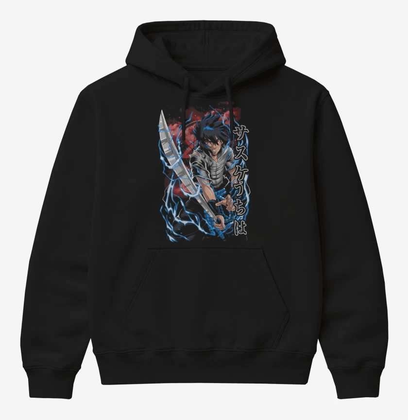Poleron Canguro básico Negro de Uchiha Sasuke
