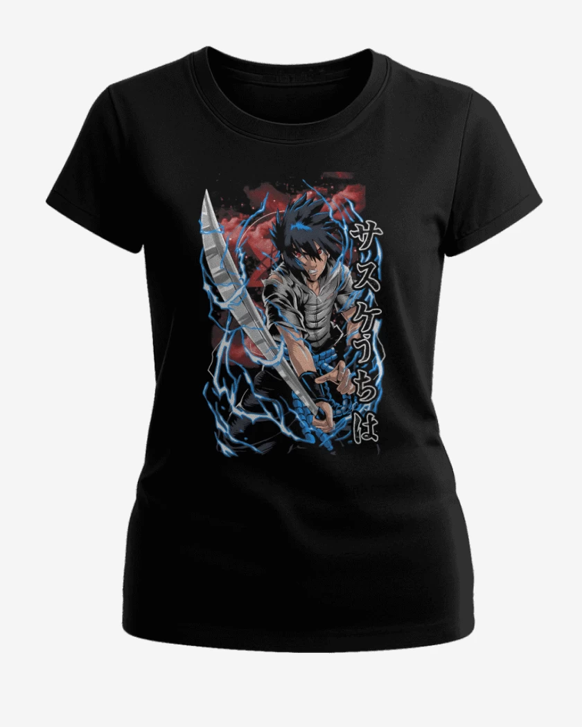 Polera de Mujer Negro de Uchiha Sasuke