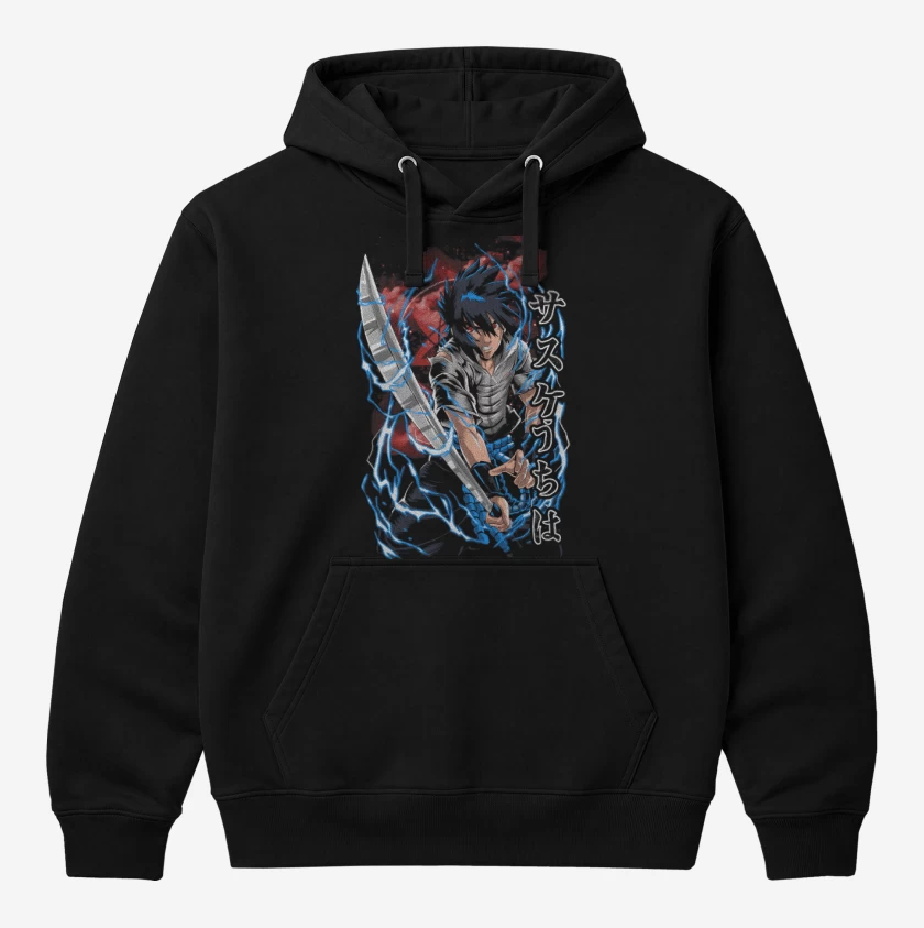 Polerón Canguro Negro de Uchiha Sasuke