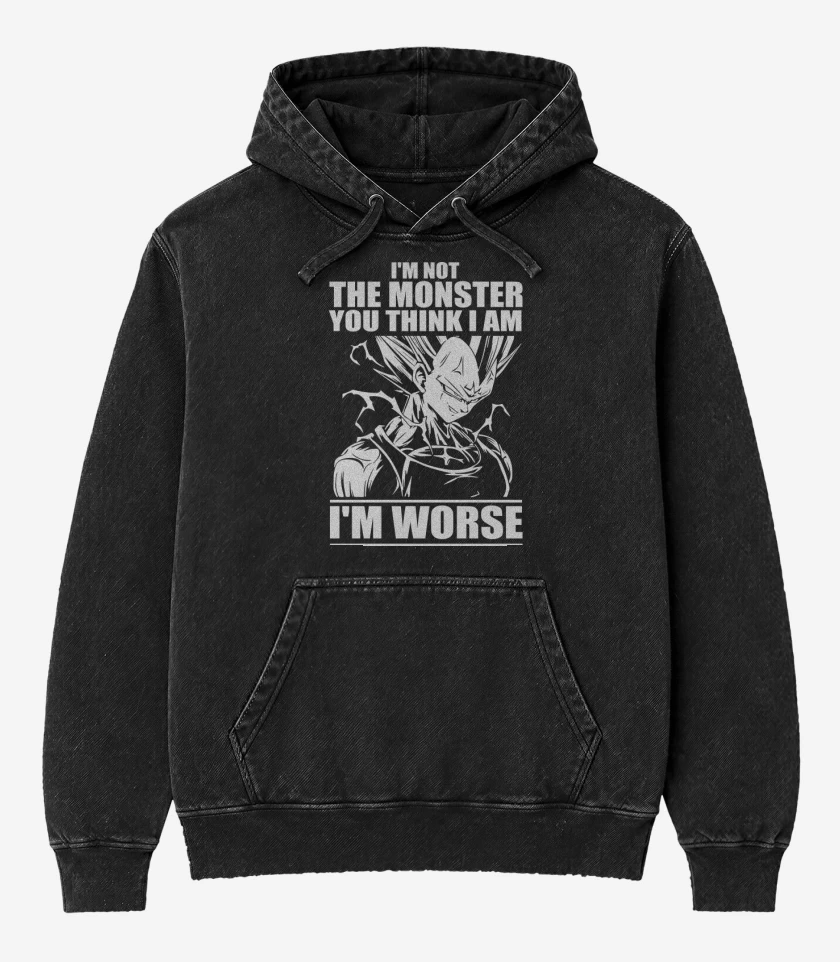 Poleron Canguro Acid Wash Negro de Im not the monster