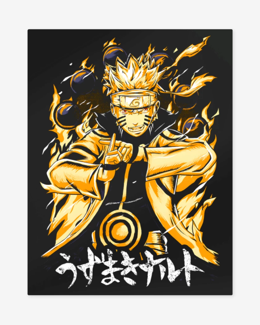 Print metalico Negro de Chakra Nueve Colas