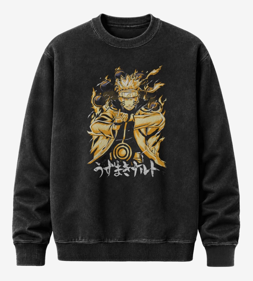 Poleron Polo Acid Wash Negro de Chakra Nueve Colas