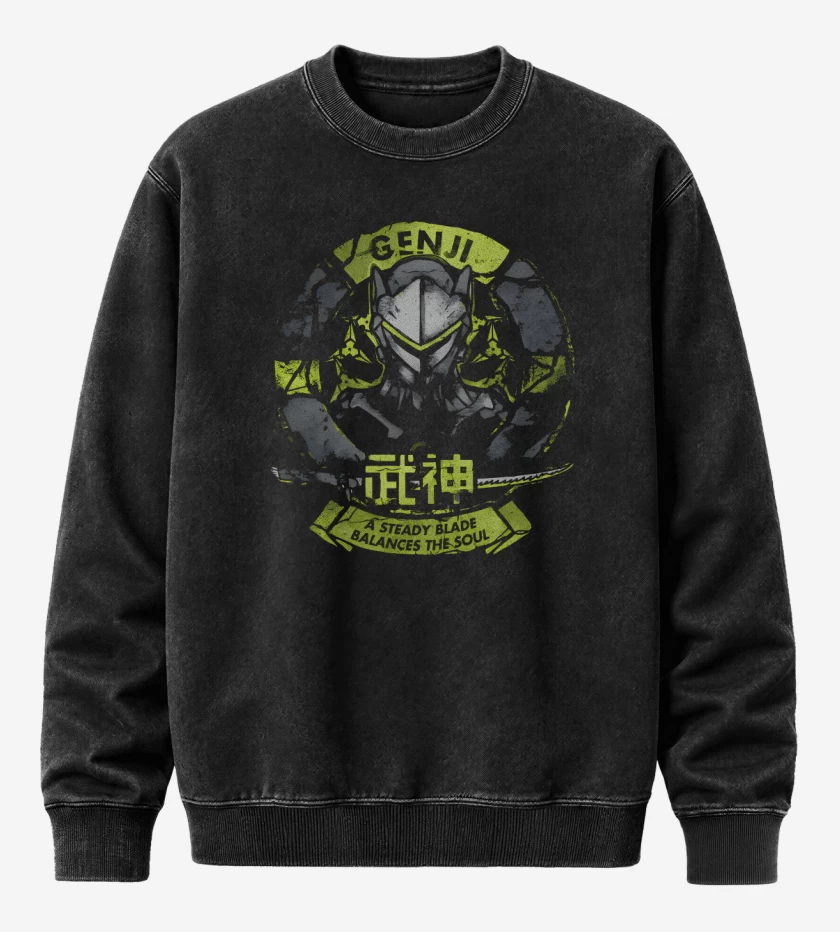 Poleron Polo Acid Wash Negro de Genji 3 