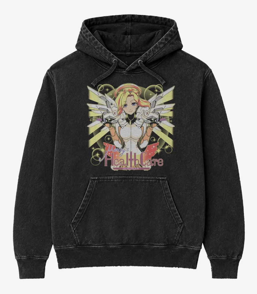 Poleron Canguro Acid Wash Negro de Mercy 2