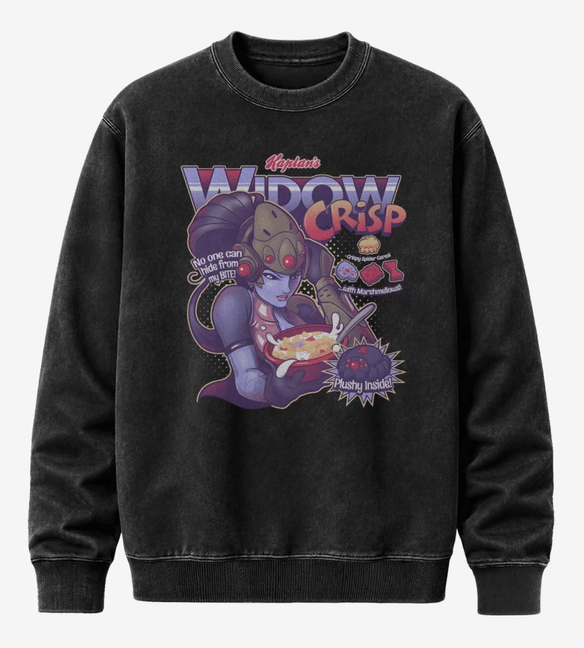 Poleron Polo Acid Wash Negro de Widow Cereal 