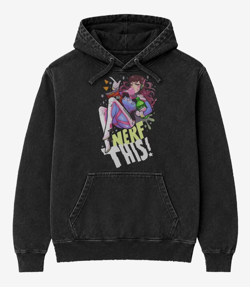 Poleron Canguro Acid Wash Negro de Dva Nerf This