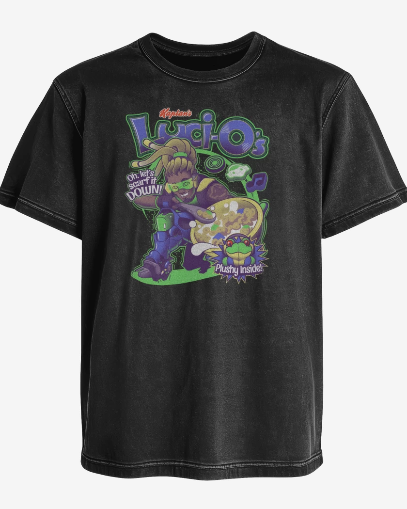 Polera desgastada Negro de Lucio cereal 