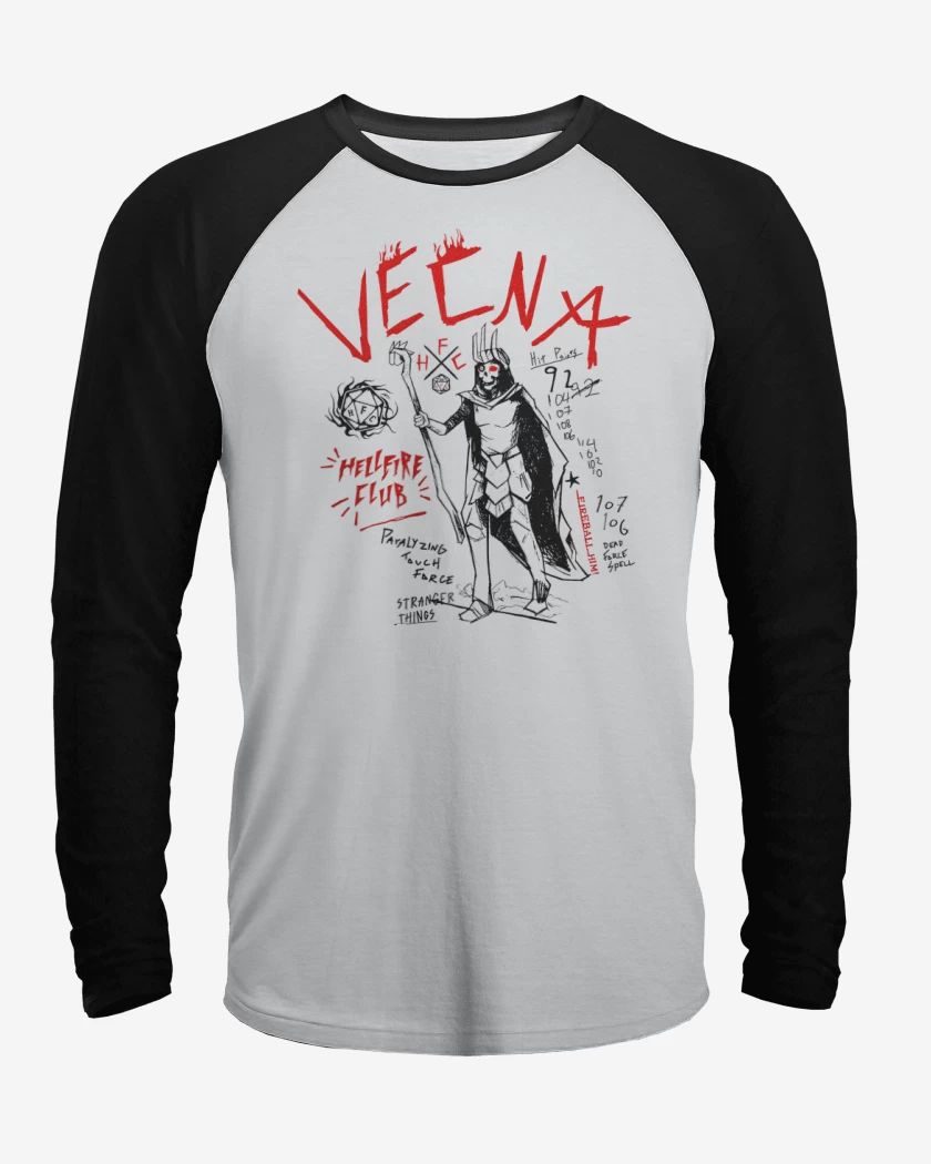Polera Raglan Blanco / Negro de Vecna RPG