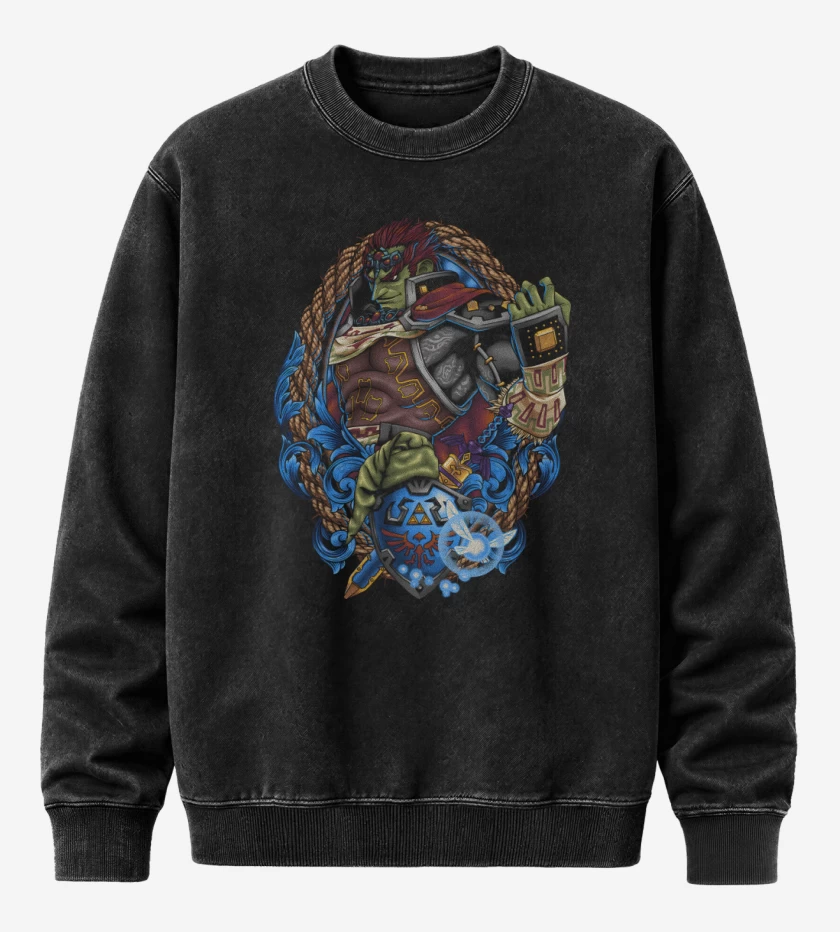 Poleron Polo Acid Wash Negro de Ganondorf