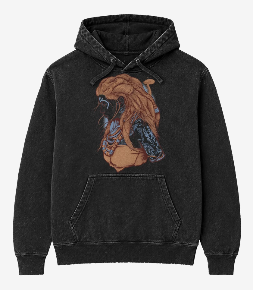 Poleron Canguro Acid Wash Negro de Horizon