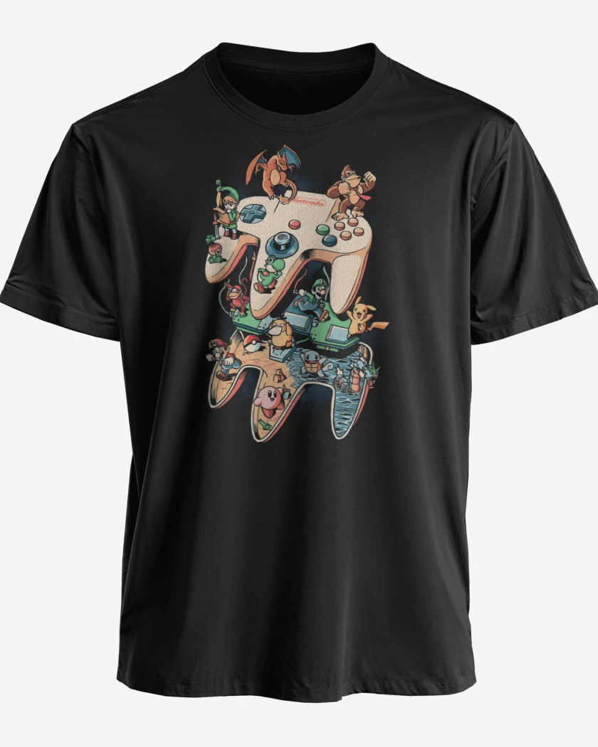 Polera premium Negro de Nintendo 64