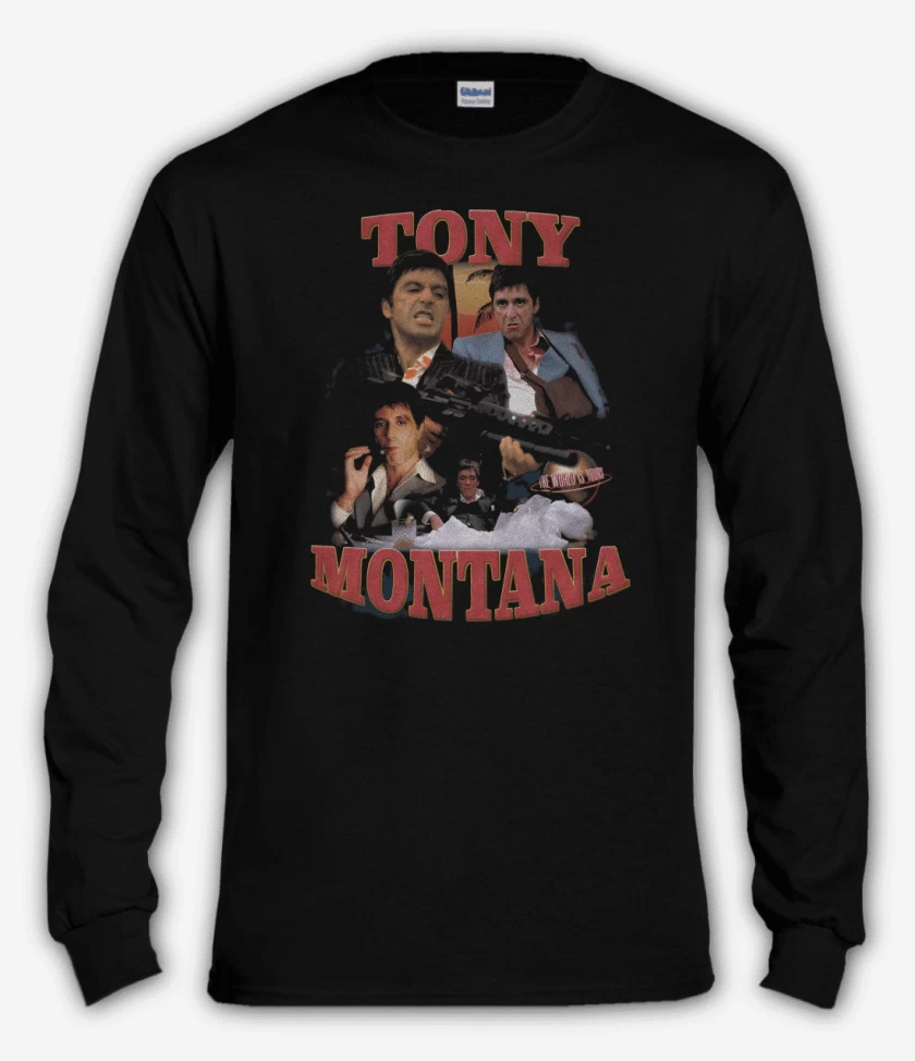 Polera manga larga Negro de Tony Montana