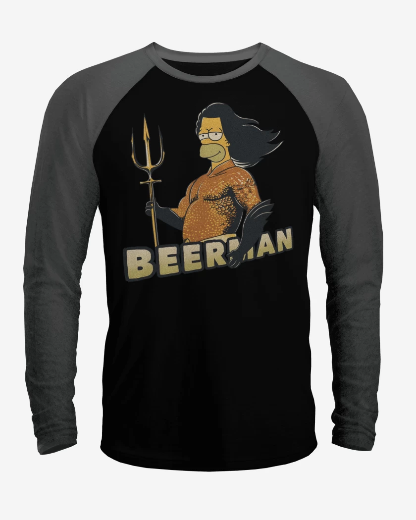 Polera Raglan Negro / Negro Heather de Beerman