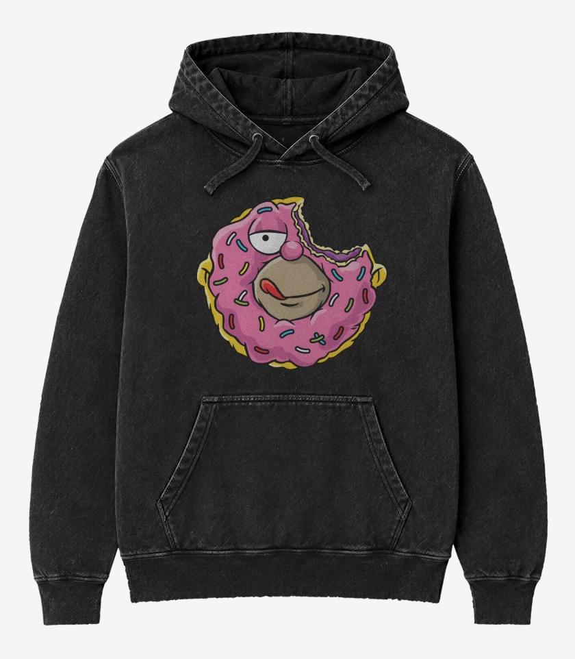 Poleron Canguro Acid Wash Negro de Homerrosquilla