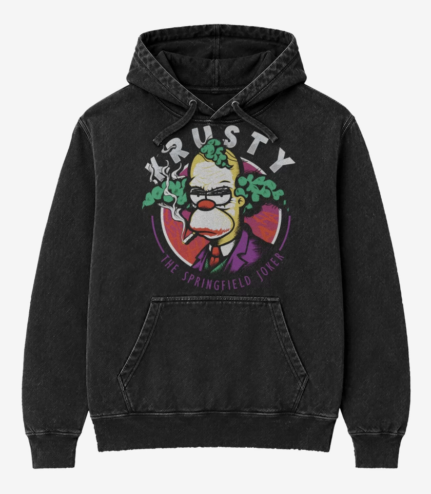 Poleron Canguro Acid Wash Negro de The Springfield Joker