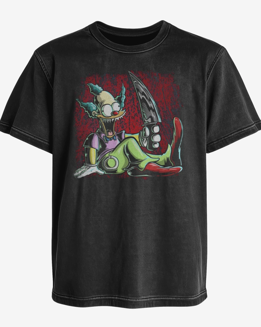 Polera desgastada Negro de Muñeco Krusty