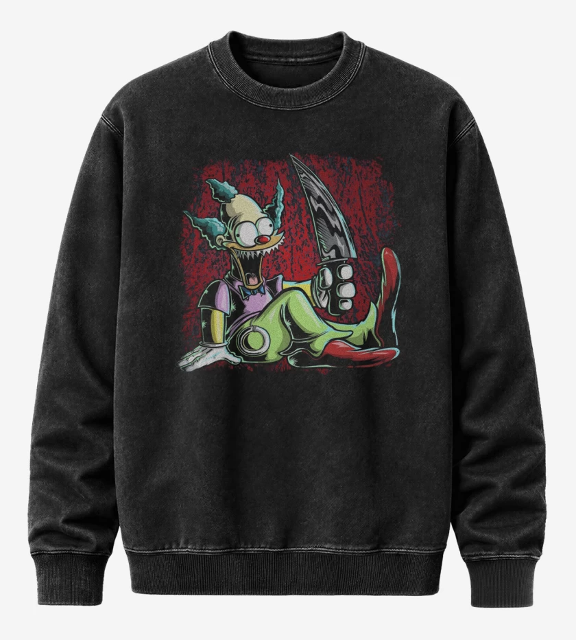 Poleron Polo Acid Wash Negro de Muñeco Krusty