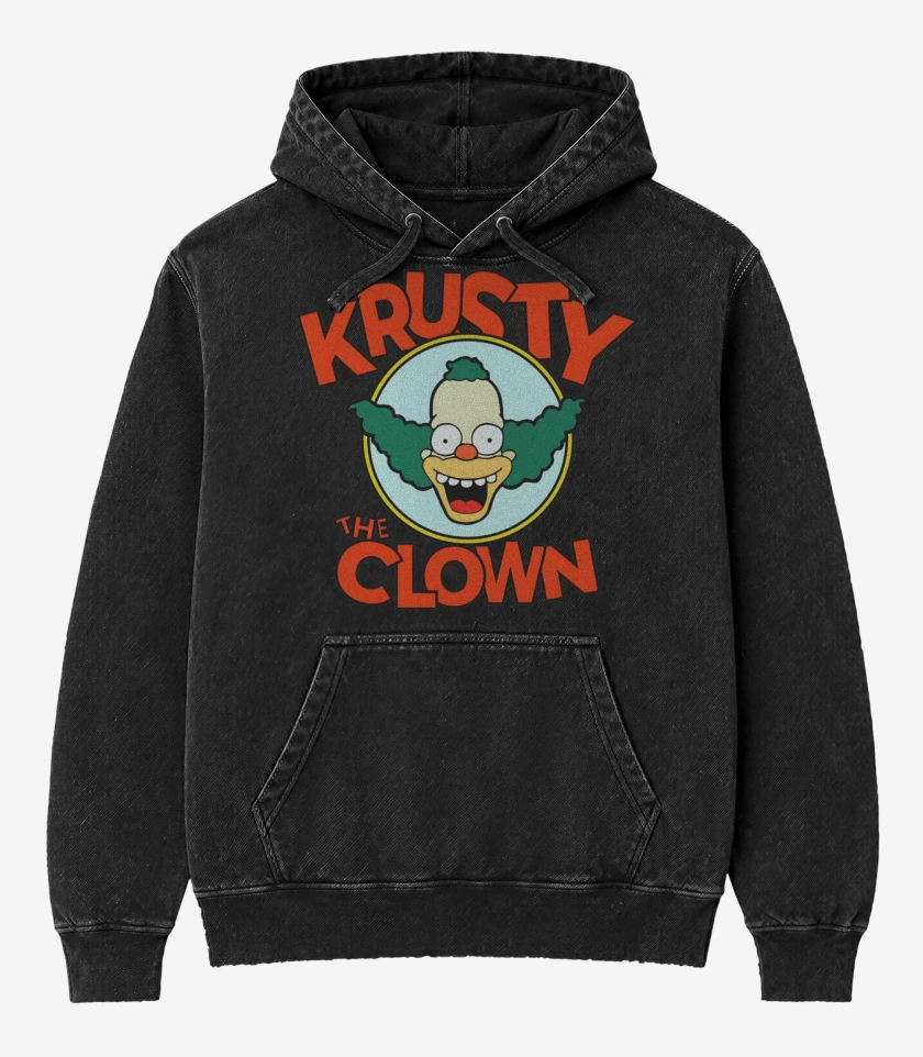Poleron Canguro Acid Wash Negro de Krusty el Payaso