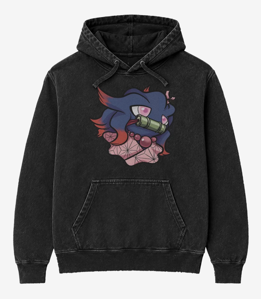 Poleron Canguro Acid Wash Negro de Misnezuko