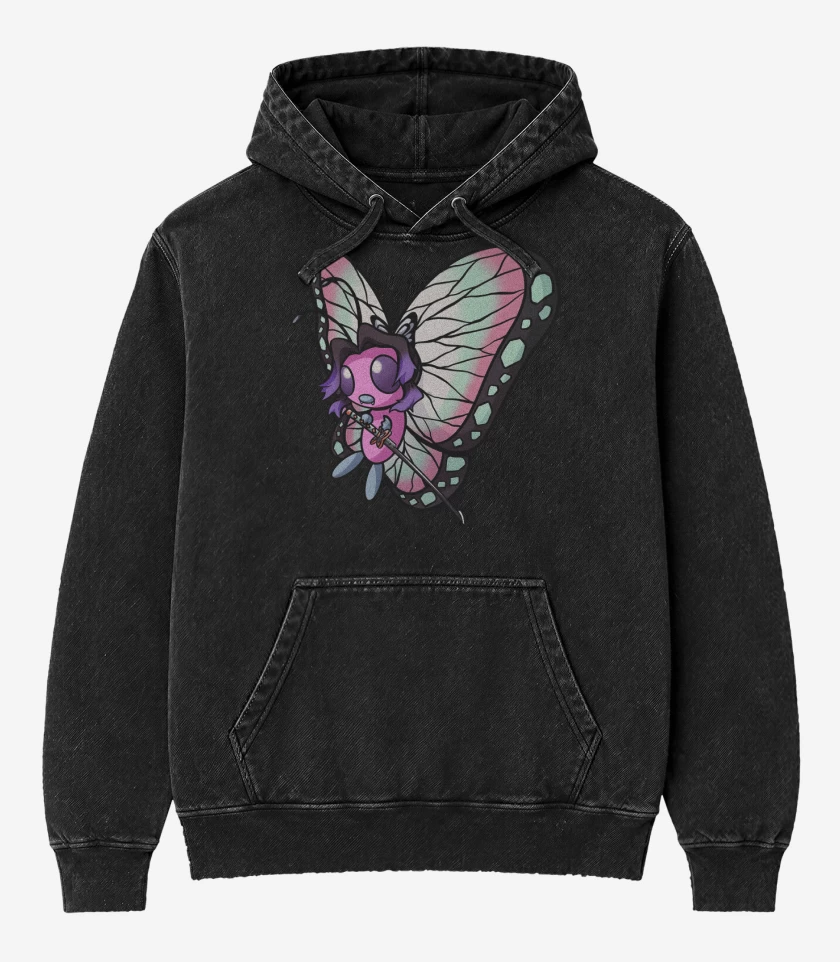Poleron Canguro Acid Wash Negro de Butterkocho