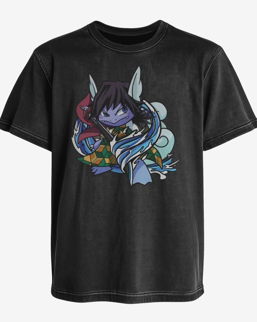Polera desgastada Negro de Tortlemioka