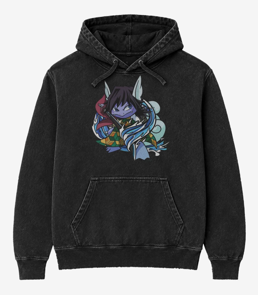 Poleron Canguro Acid Wash Negro de Tortlemioka