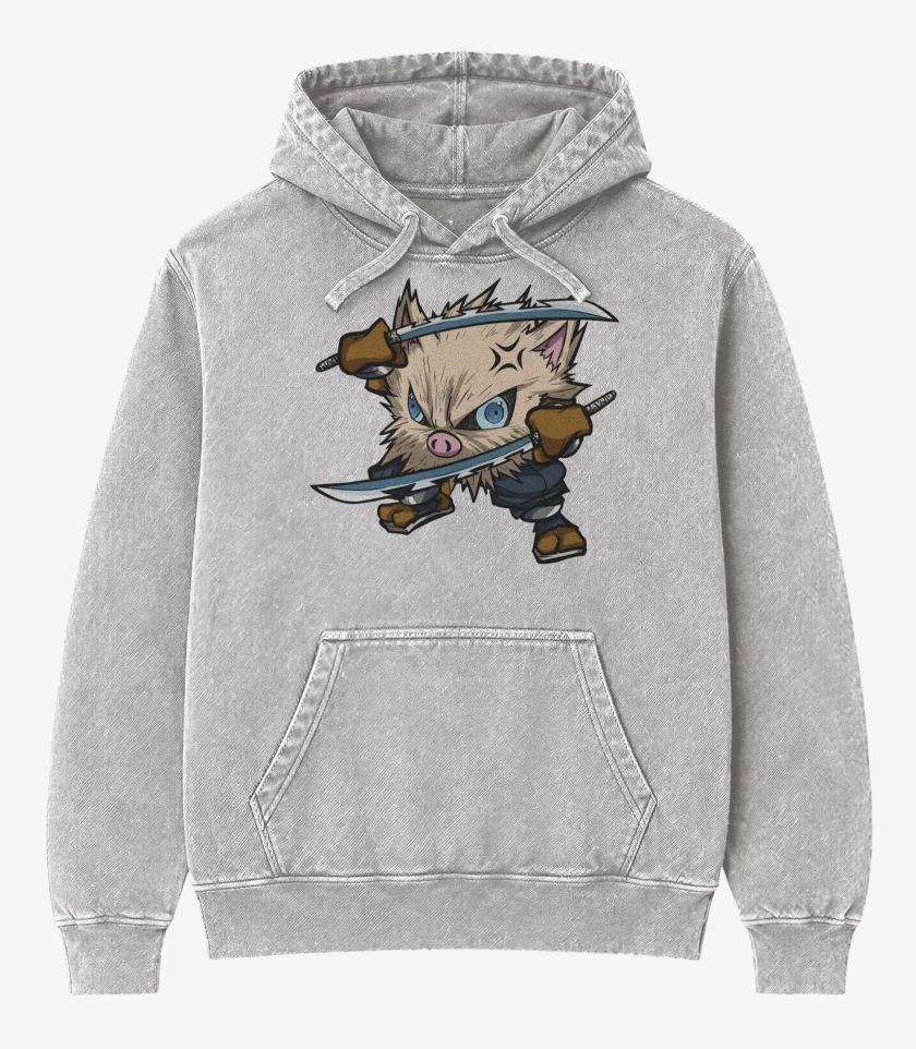 Poleron Canguro Acid Wash Gris Melange de Primesuke