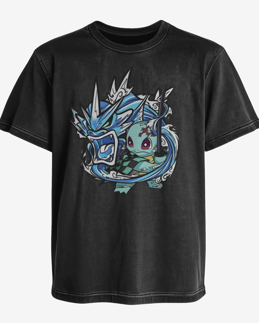 Polera desgastada Negro de Squirtjiro